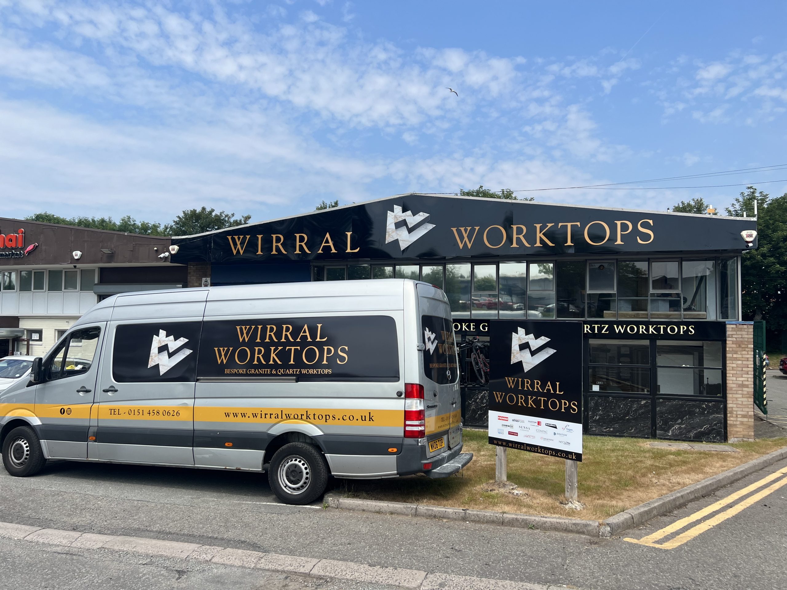 Front of the Wirral Worktops showroom as seen from outside